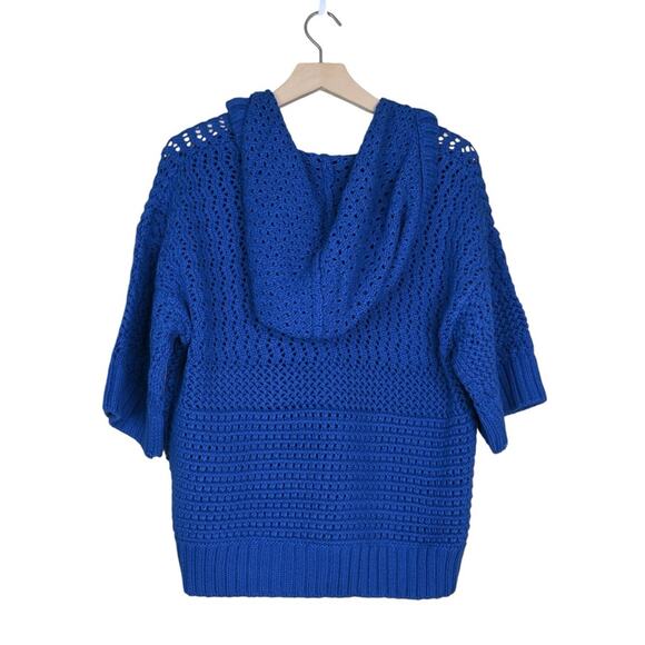 Joie Womens S Aurora Open Stitch Hoodie Sweater in Blue Quartz NEW - Picture 3 of 11